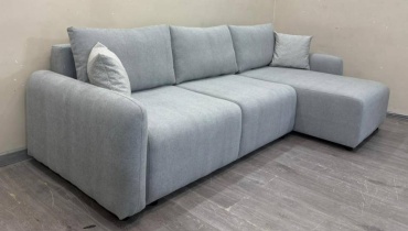 Угловой диван TURAN HOME Prima, 300х160 см, обивка велюр, серый