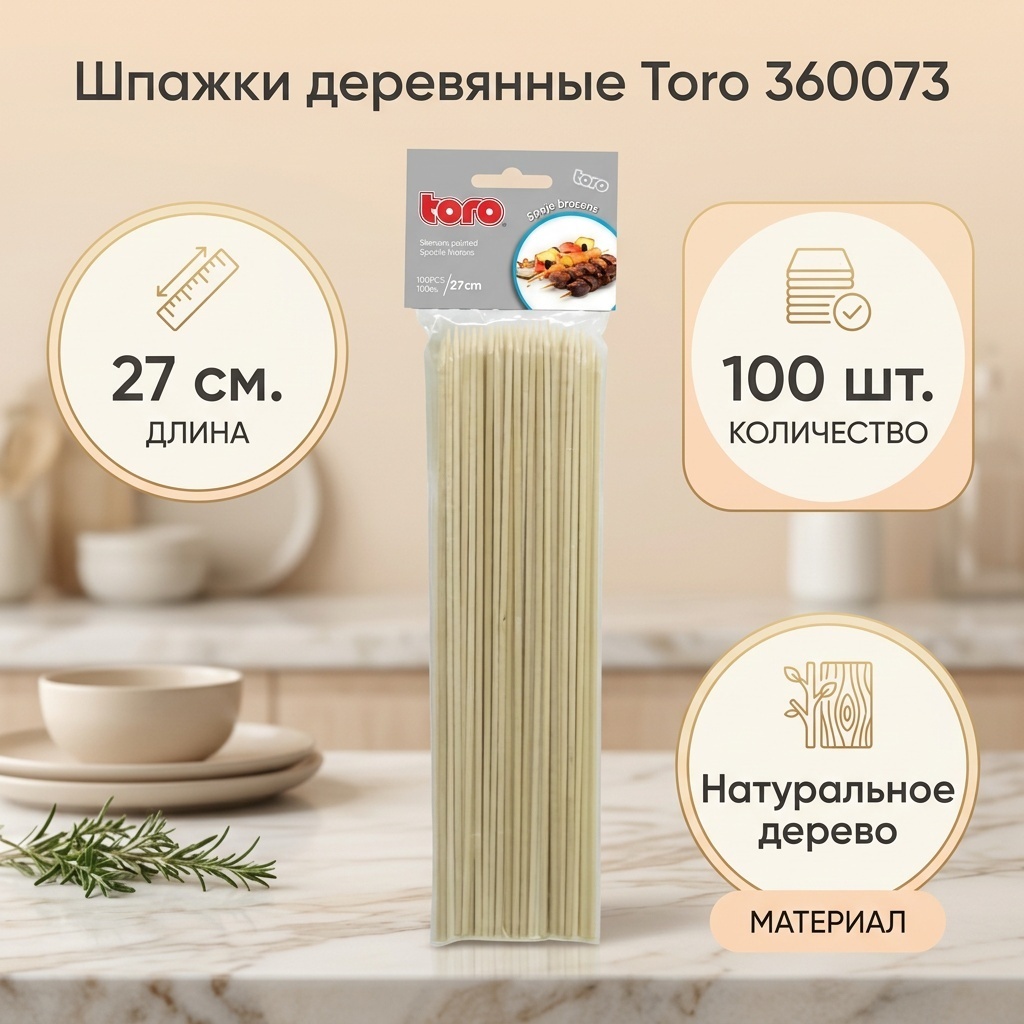 Toro шпажки 360073 бежевый 100 шт