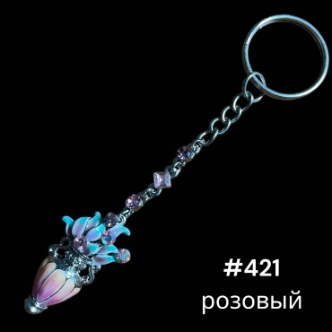 Брелок SNS Цветы в вазе 60*25 мм металл, акрил 1 шт