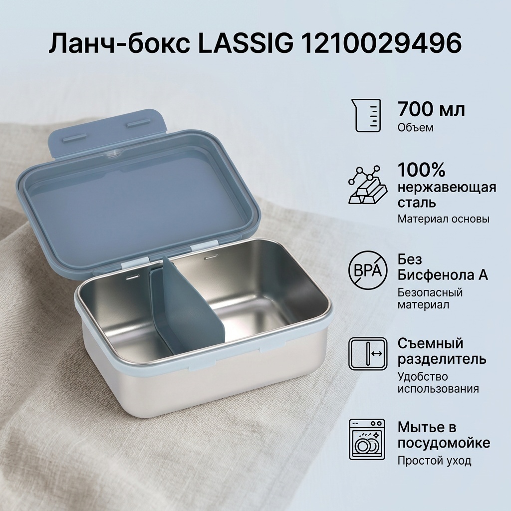 LASSIG ланч-бокс 1210029496 1 шт, нержавеющая сталь