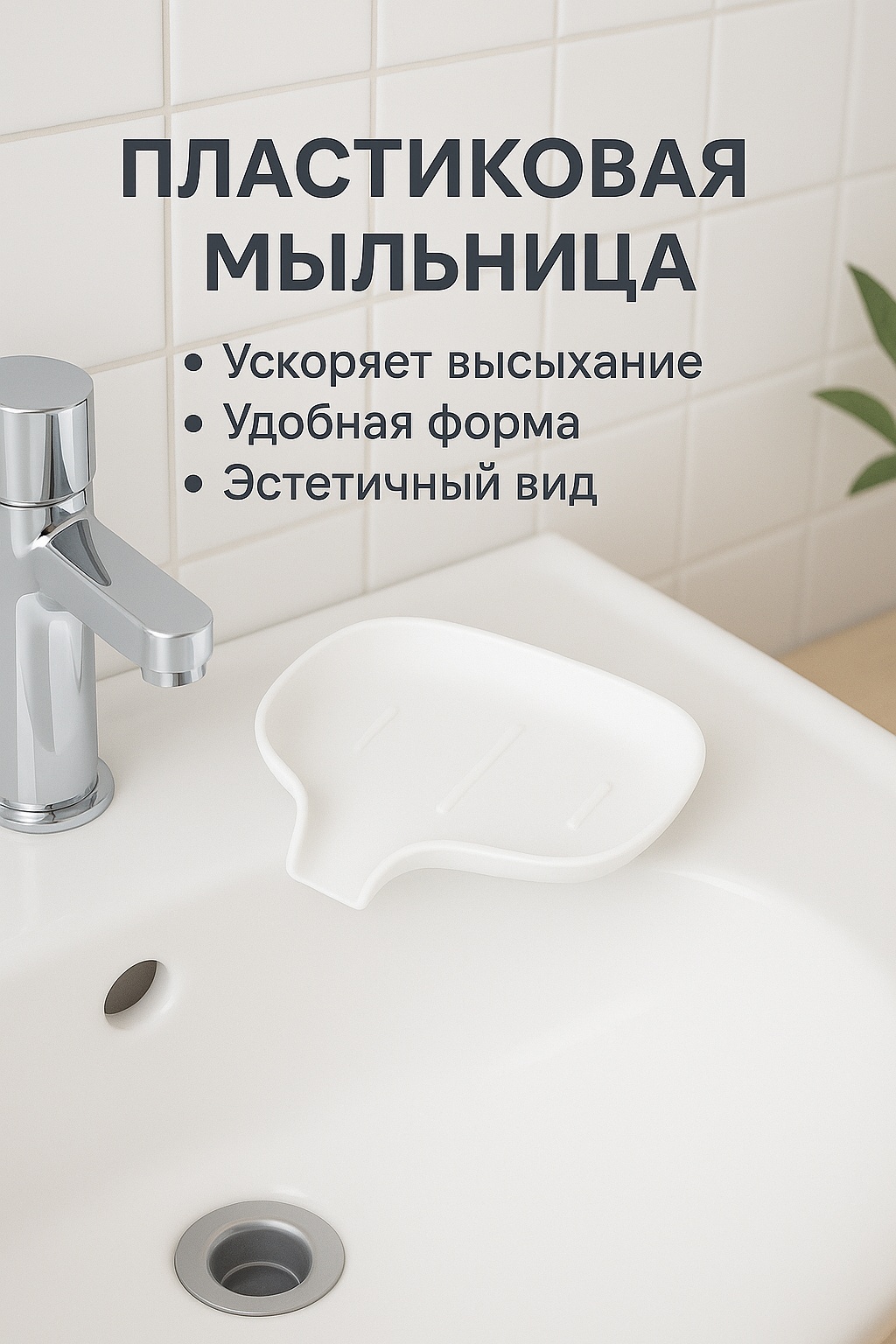 Мыльница со сливом 1 шт, пластик