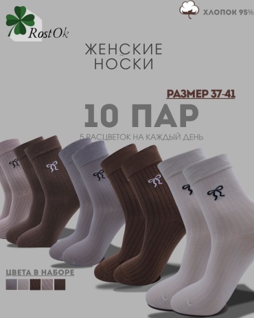 Носки RostOk 10 пар мультиколор 37-41