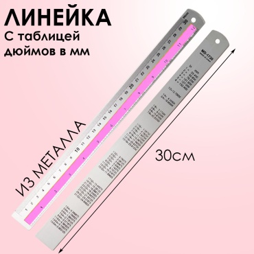 Линейка Y-380412-30-4, 30 см, 1 шт, металл, розовый
