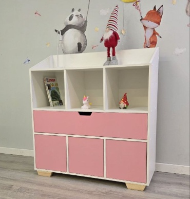 Детский комод Balaroom Cozy 985569450, 102.5x40.5x95 см, белый, розовый