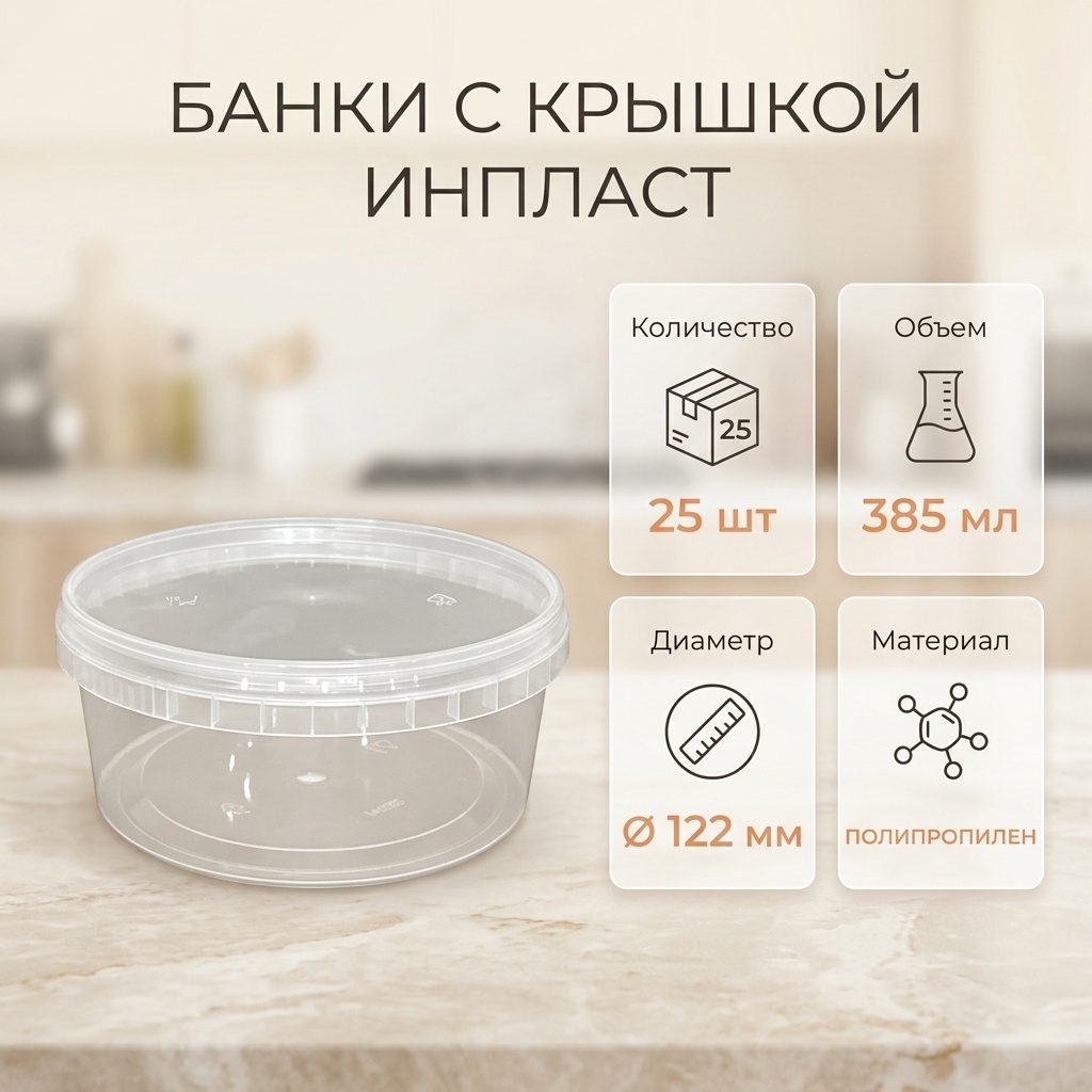 Банка Б385мл122мм прозрачный 25 шт