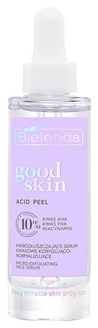 Bielenda сыворотка GOOD SKIN ACID PEEL Микро-отшелушивающая корр-щая кислотная сыворотка с AHA+PHA кислотами 10% для лица 30 мл