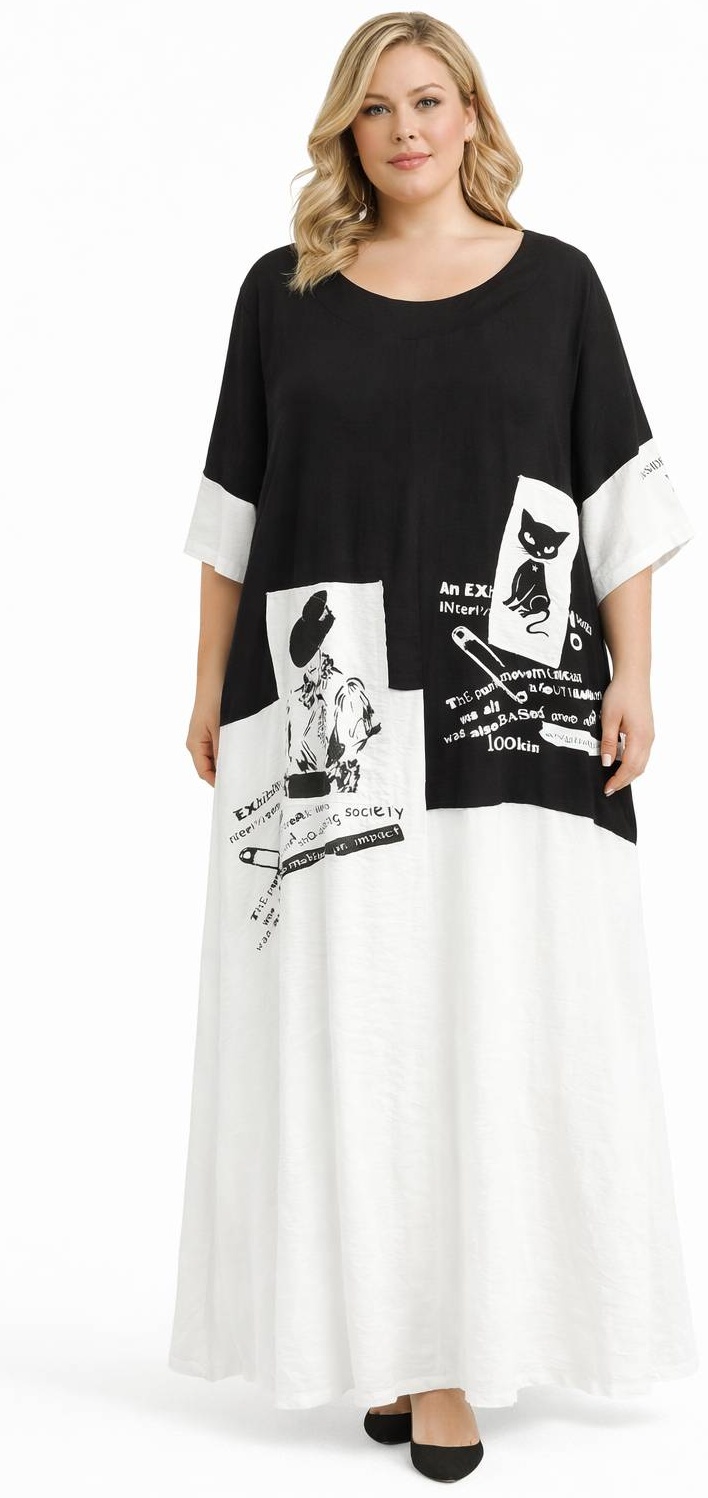 Повседневное платье Krik Fashion черный, белый