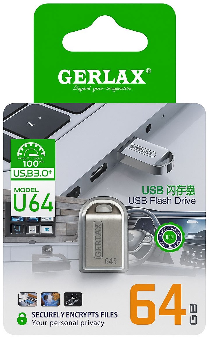 USB Flash карта GERLAX gerlax 188 64гб 64 Гб серебристый