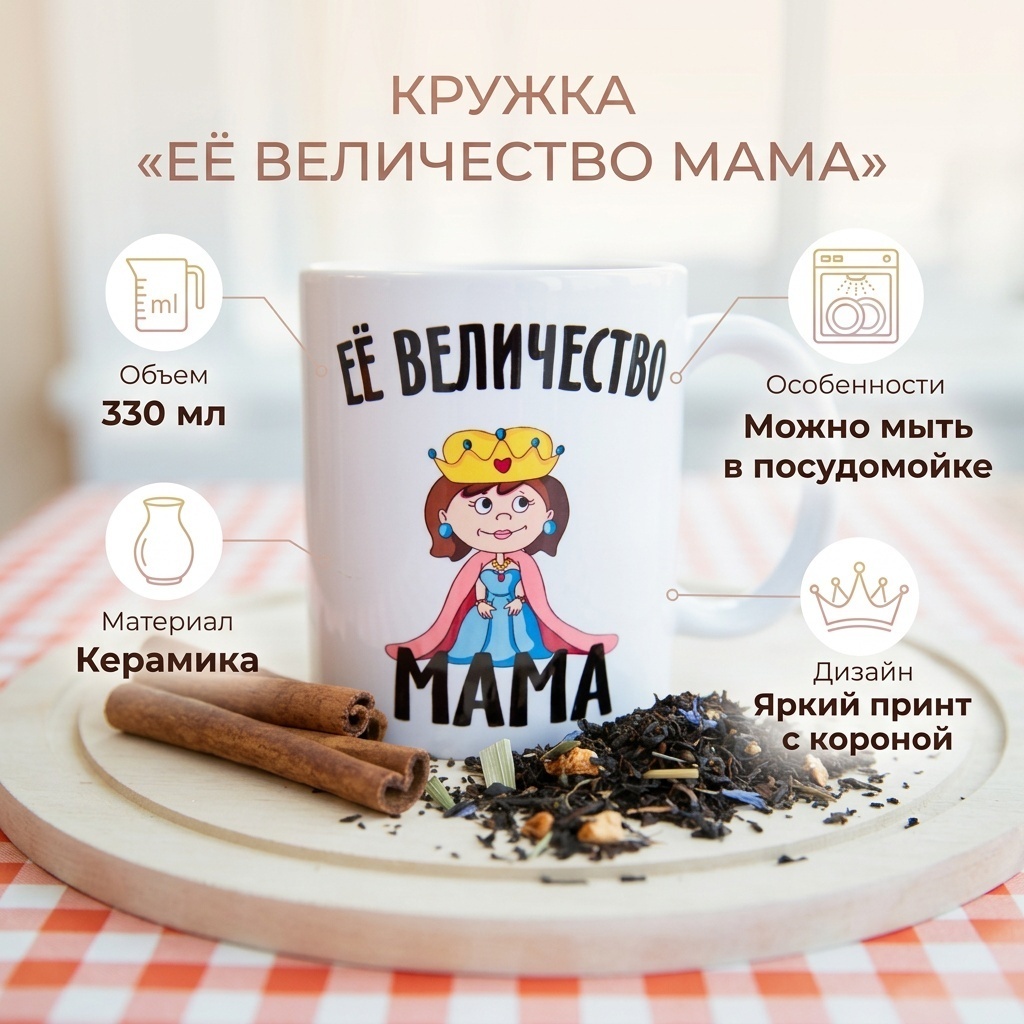 Кружка «Её величество мама», 330 мл, керамика, 1 шт.