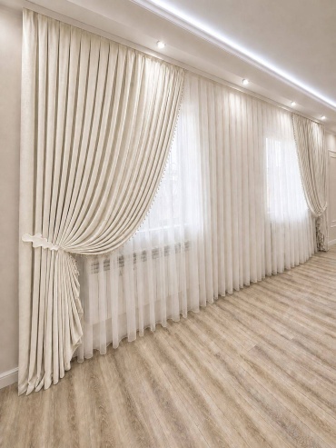 Комплект 800x280 см 3 шт, велюр, айвори