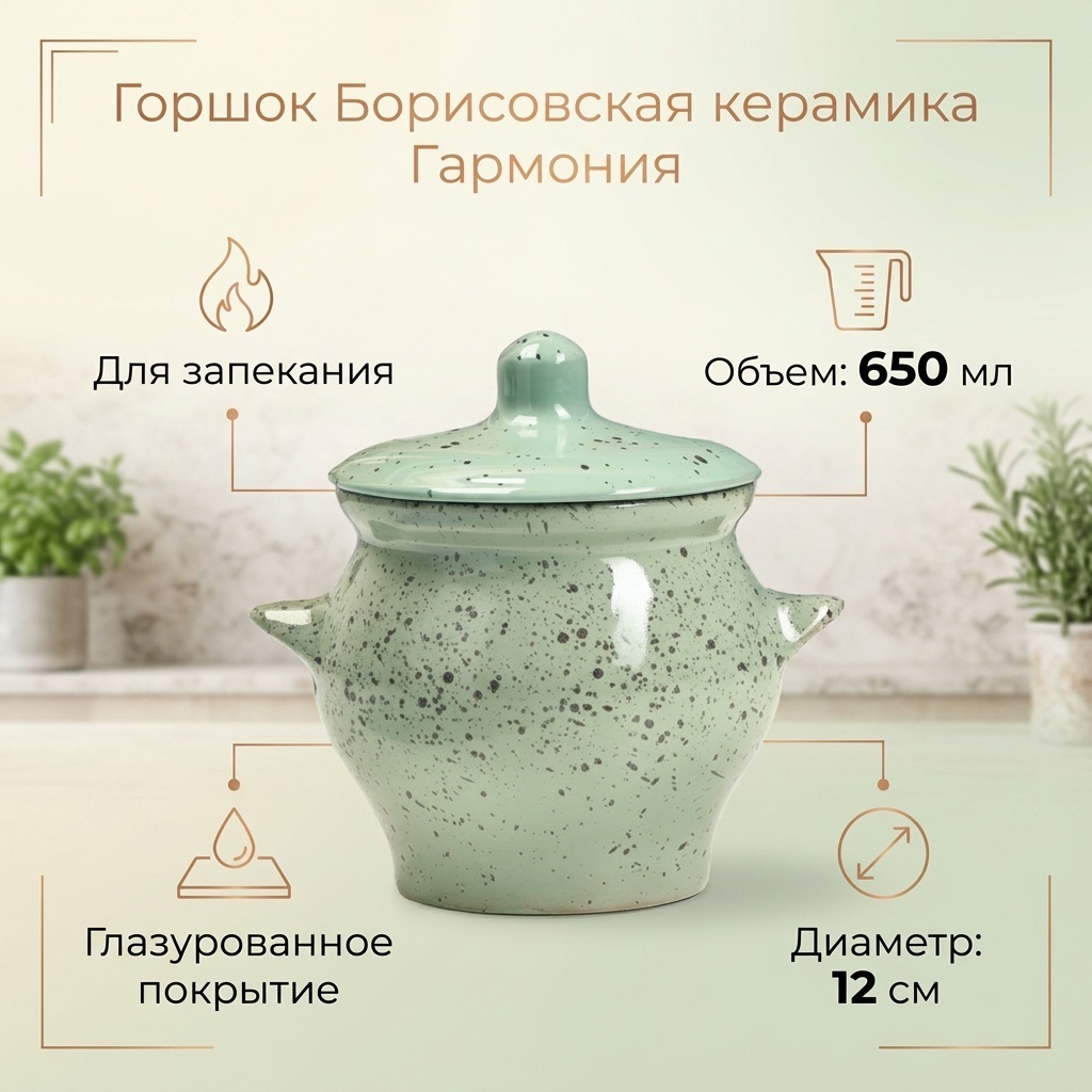 Горшок для запекания Борисовская керамика керамика, 1 шт