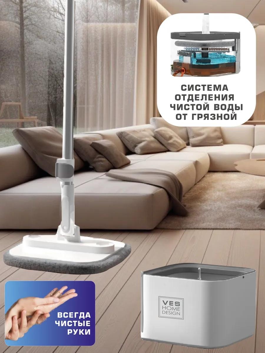 Швабра для пола , материал насадки: микрофибра, серый