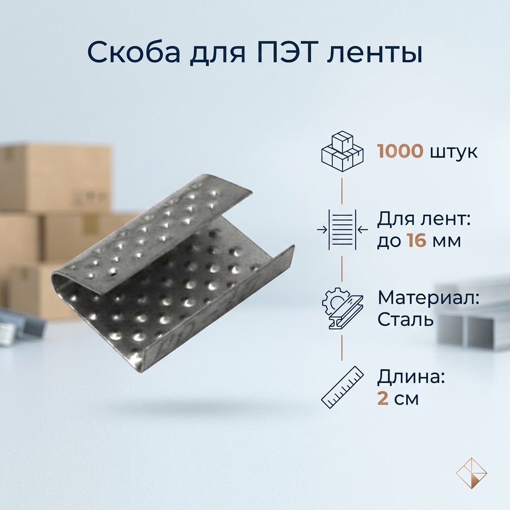 Скоба для ПЭТ ленты 035339555 металл, сталь 2 см 1000 шт