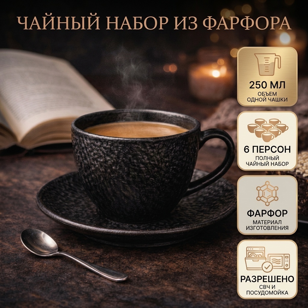 Чайная пара , 250 мл, фарфор, 6 шт.