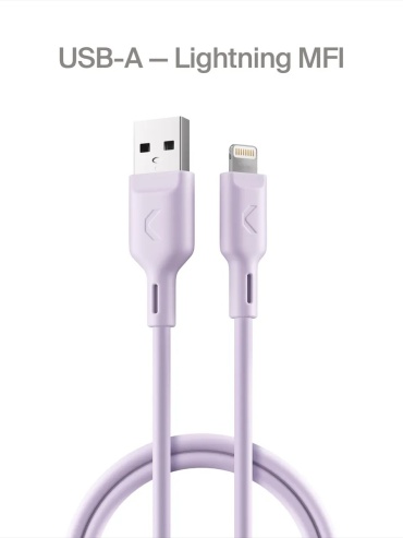 Кабель Commo USB Type-A (F), Lightning (F), 1.2 м, фиолетовый