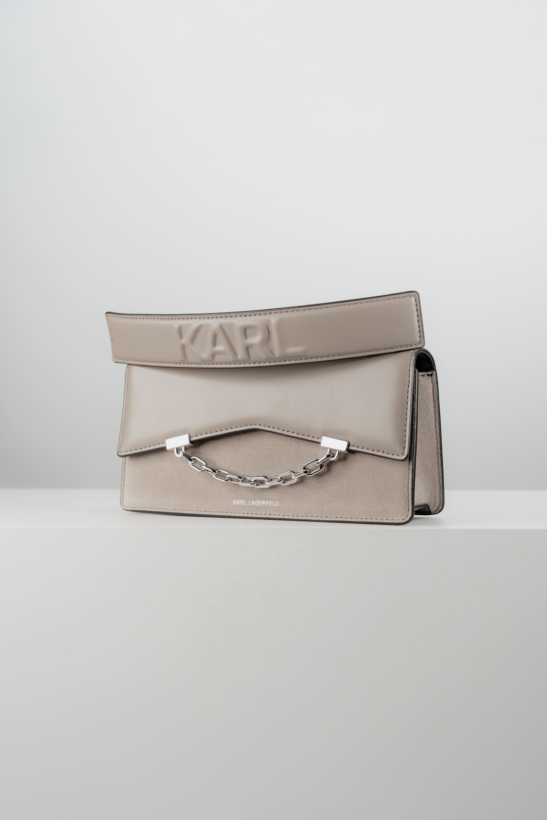 Сумка кросс-боди Karl Lagerfeld натуральная замша, натуральная кожа серый