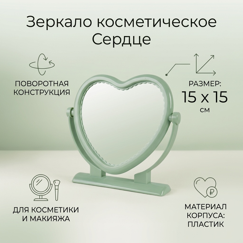 Зеркало настольное косметическое 15 на 15