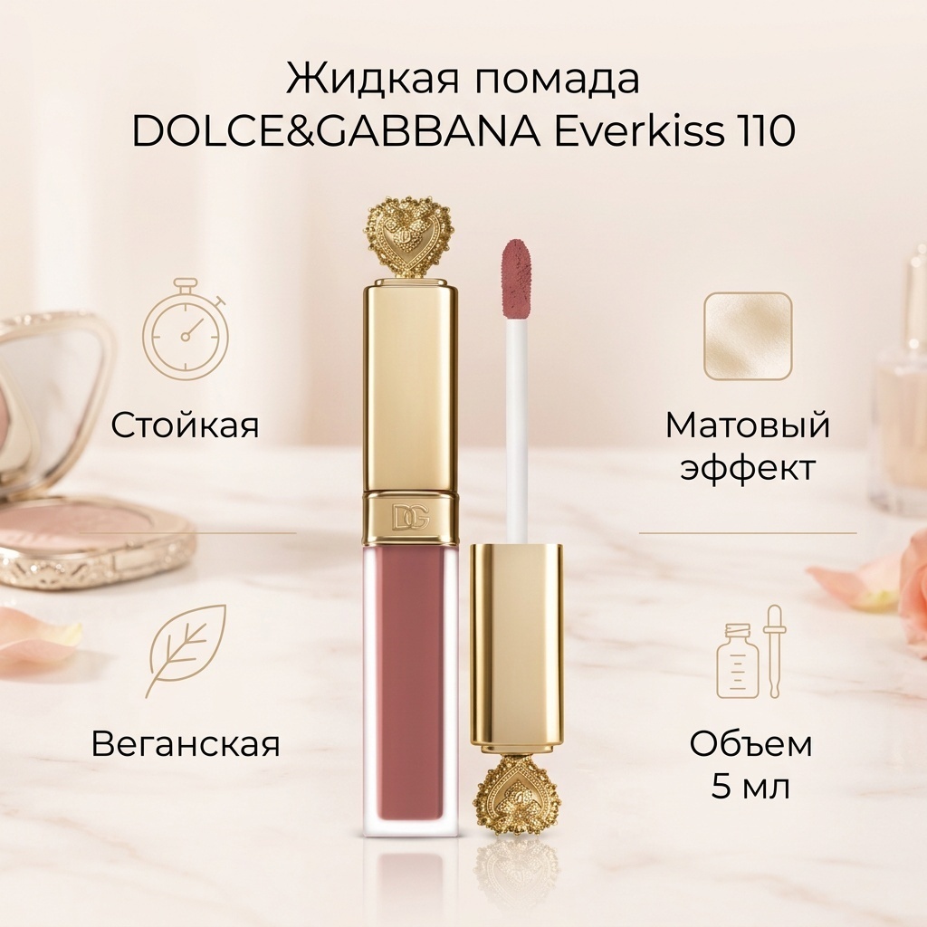 DOLCE&GABBANA Everkiss Liquid Lip No Transfer Soft Matte Generosity жидкая помада 110