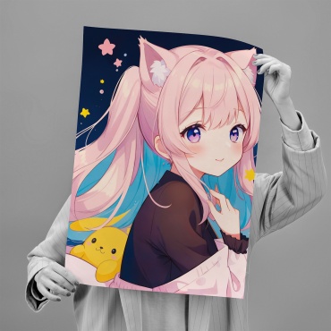 PEMIKAN CRAFT постер Милая девочка-кошка аниме 40x60 см