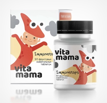 Сибирское здоровье 2000 ООО (Россия) Vitamama - Immunotops, фруктовые жевательные таблетки с витаминами A, C и D таблетки 90 шт
