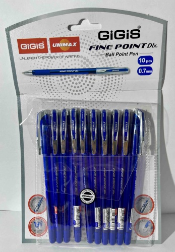 Ручка шариковая UNIMAX FINEPOINT DLX 10 шт, 0.7 мм, цвет чернил синий