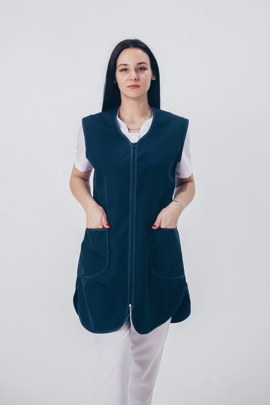 Производственный Фартук/торговый/замок/черничный/52р 87x49 см полиэстер, черничный