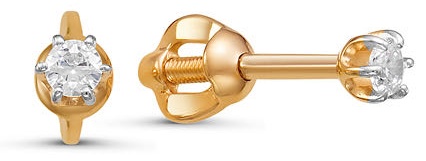 Пусеты ORTA GOLD ZHGOG2329407 вес 0.72 г золото, фианит