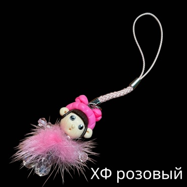Брелок SNS Кукла 50*30 мм искусственный мех, акрил, стекло 1 шт