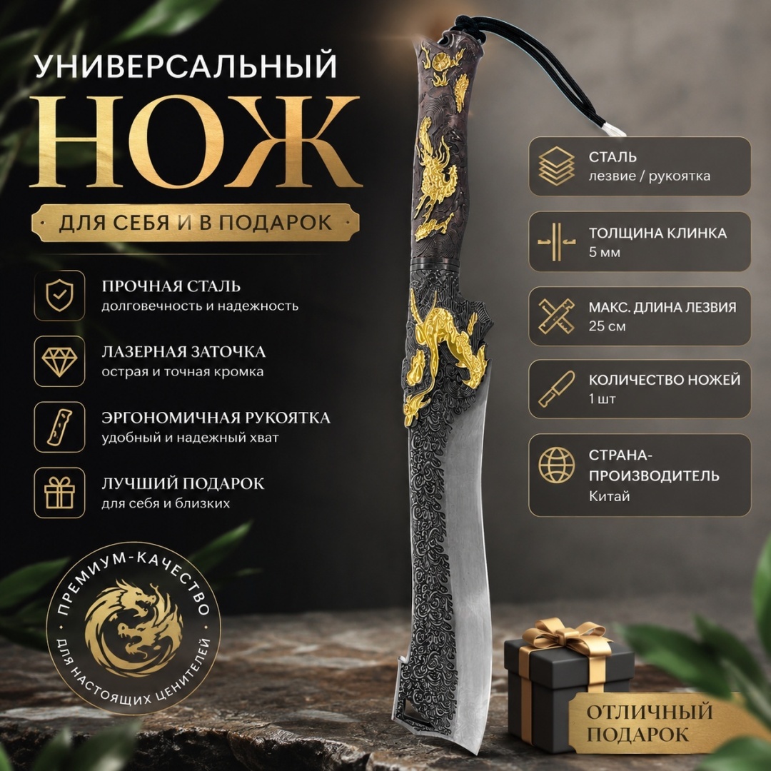 Нож универсальный M&K, лезвие: сталь 1 шт