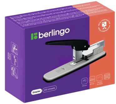 Степлер Berlingo DSd_22011, размер скобы №23/6, № 23/8, № 23/10, № 23/13, № 23/15, № 23/17, № 23/20, № 23/23, черный, серый