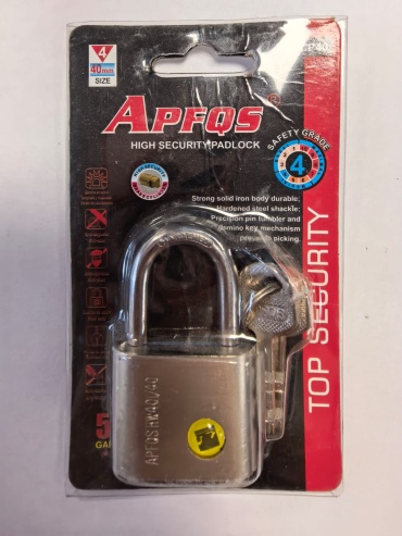 Замок навесной, английский APFQS Т9, 55х35 мм