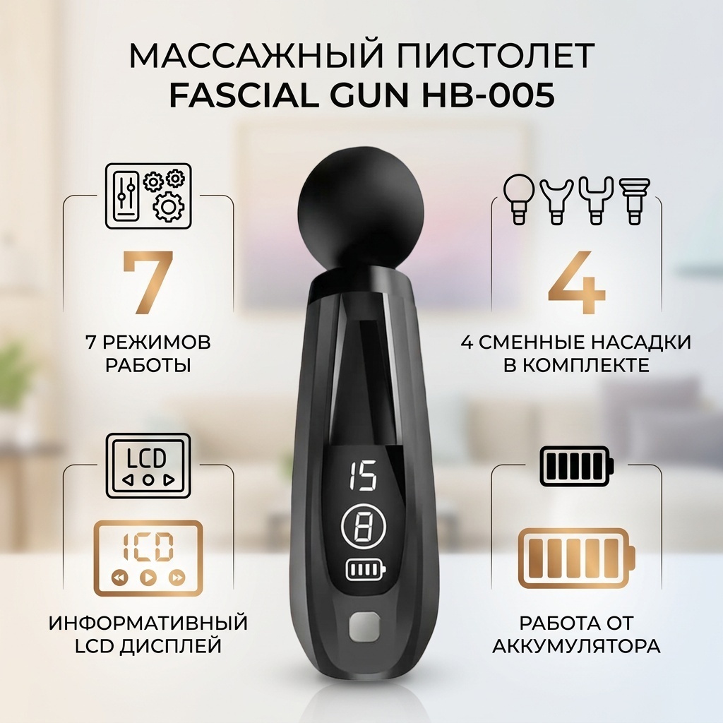 Массажер Fascial Gun НВ-005 ручной вибрационный, перкуссионный