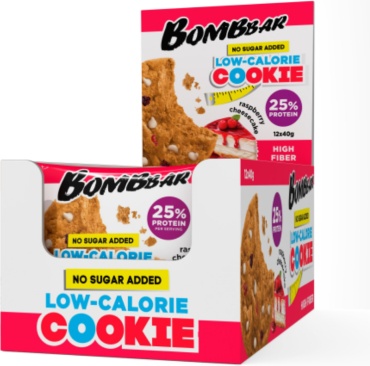 BombBar печенье Low-calorie cookie малиновый чизкейк 12 шт