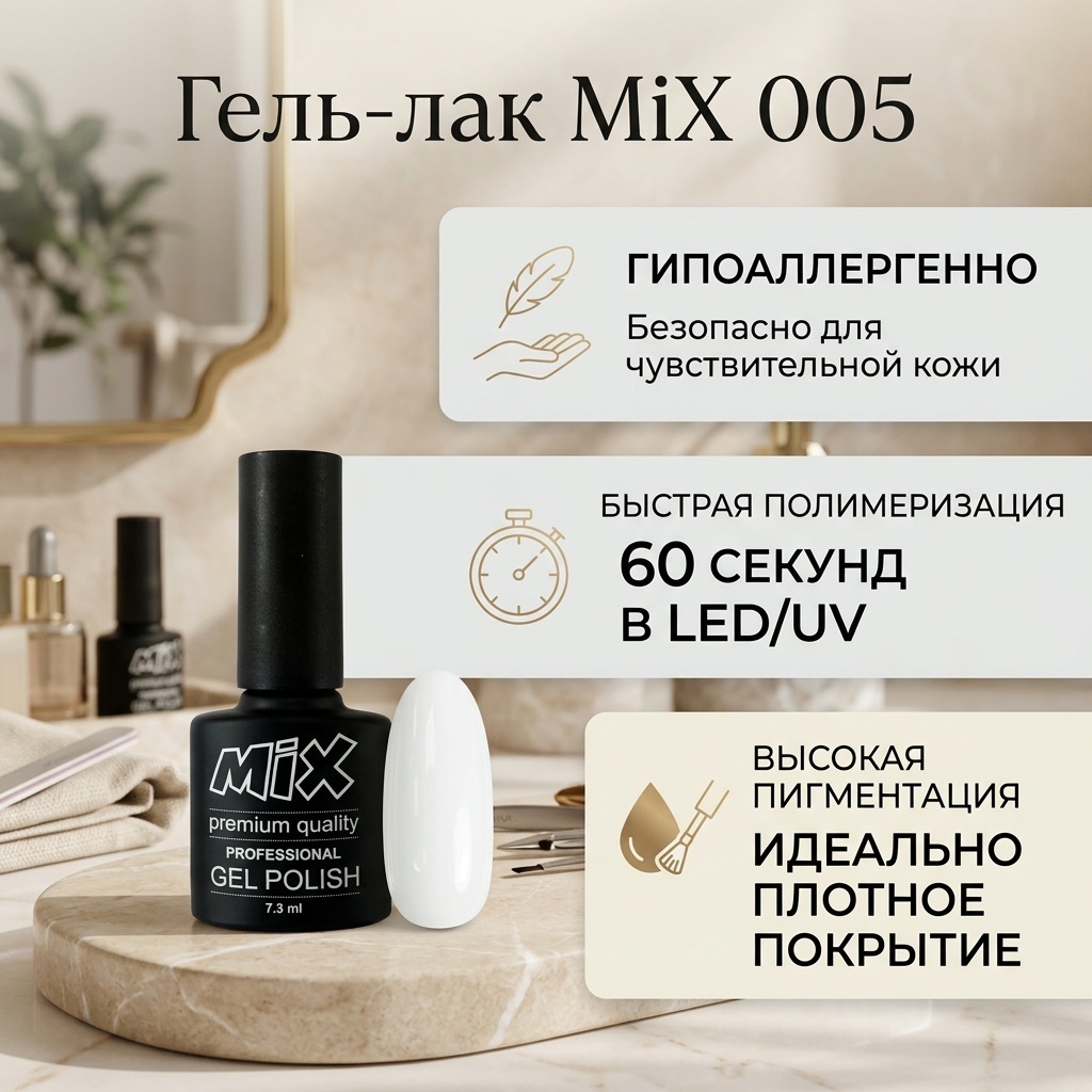MiX гель-лак основная палитра 005 глянцевое 7.3 мл