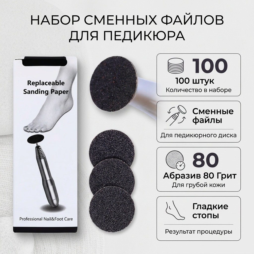 Сменные файлы для педикюрного диска 80 100 шт