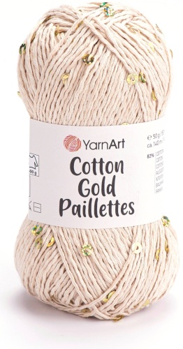 Моток YarnArt Cotton Gold Paillettes 7104 Бежевый с розовым оттенком 140 м 50 г
