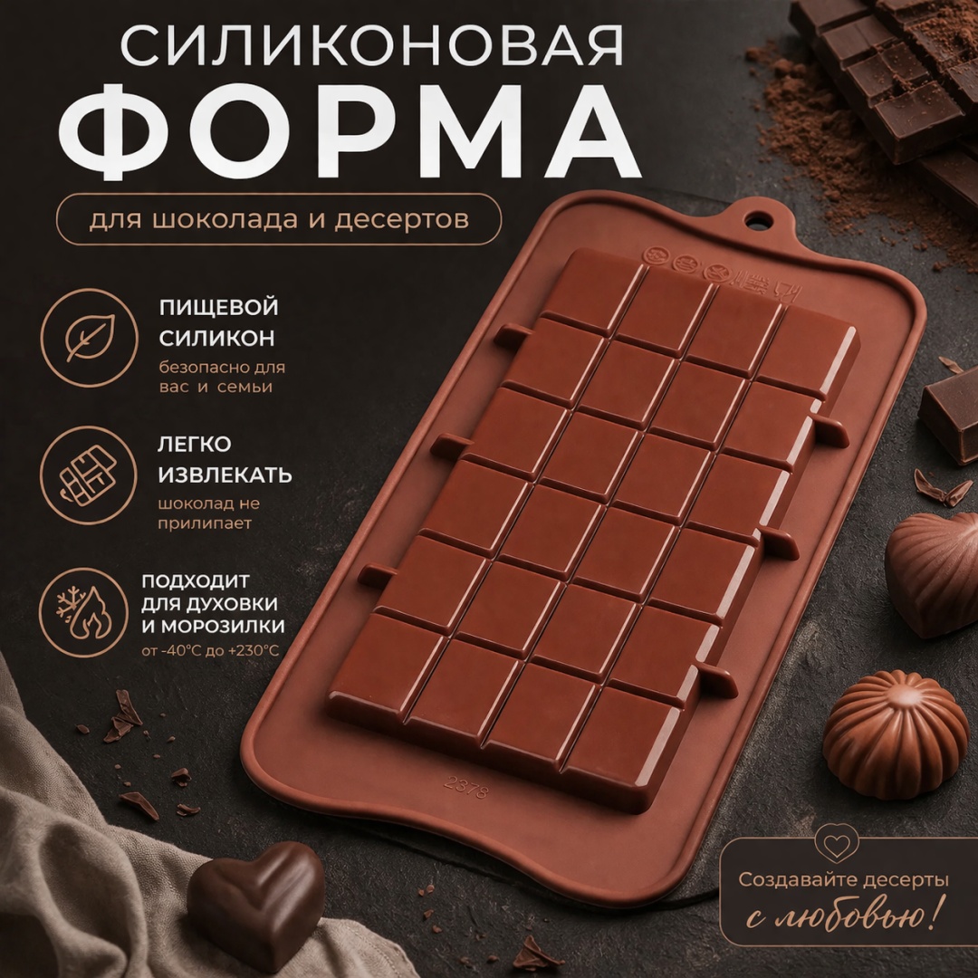 R.I.M. для конфет, для шоколада, для мастики Плитка, силикон