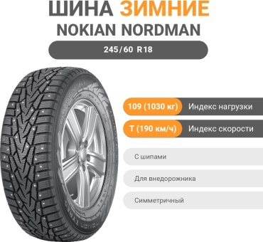 Nokian Nordman 7 SUV 245/60 R18 109T с шипами