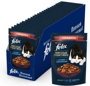 Felix Мясные ломтики кусочки в соусе говядина 75 г 22 шт