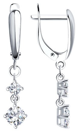 Серьги SOKOLOV 94022006 вес 2.42 г серебро, фианит