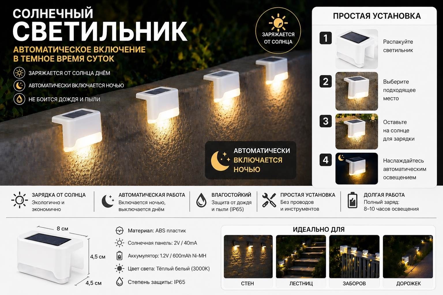 Уличный светильник настенное AIAULYM 8 см