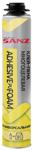 Sanz клей-пена Sanz ADHESIVE pu FOAM клей-пена многоцелевая, 800 мл 1 шт