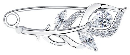 Брошь Diamant 94-140-00615-1 вес 2.04 г серебро, фианит