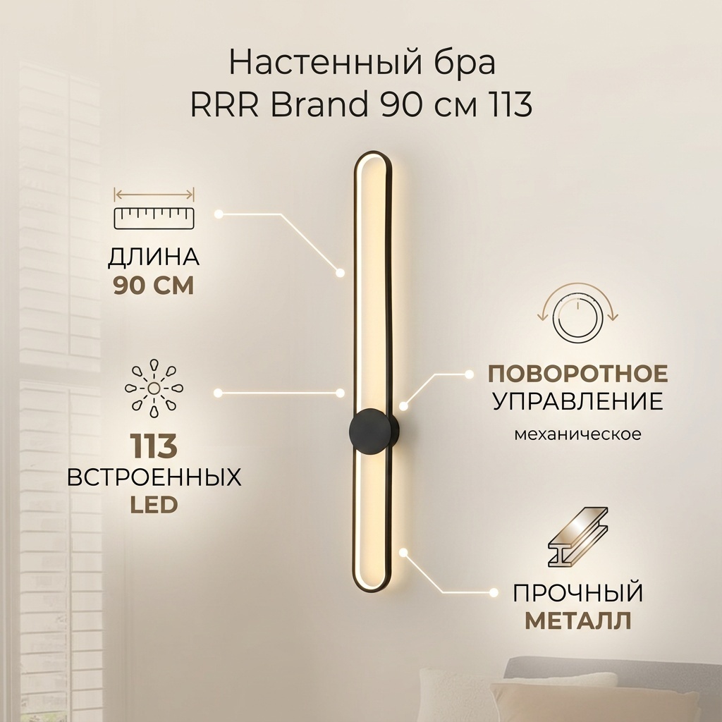 Бра настенный RRR Brand LED, черный