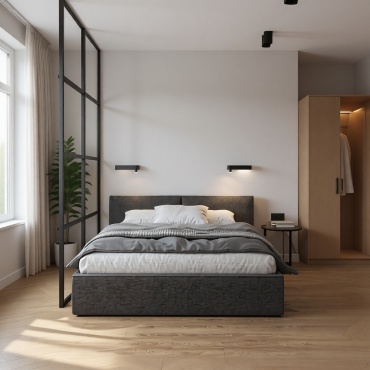 Кровать NC comfort Obsidian двуспальная, 200x200 см (с матрасом, подъёмный механизм) темно-серый