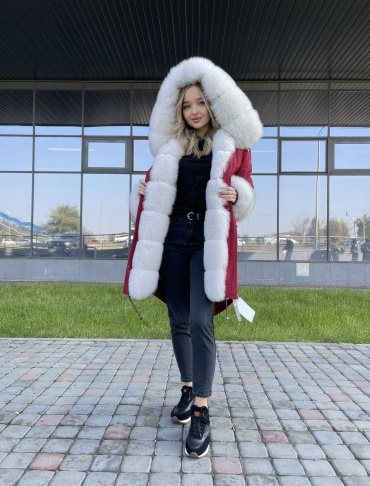 Парка ZIYA FURS белый, красный