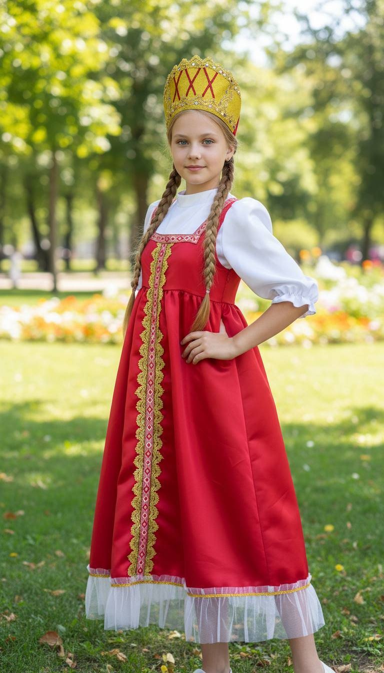 Национальный костюм белый, красный