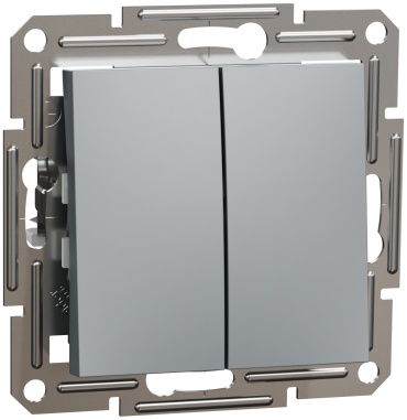 Выключатель клавишный Schneider Electric Asfora, сталь