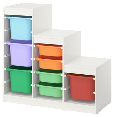 Детский стеллаж IKEA TROFAST, 99x44x95 см, мультиколор, белый
