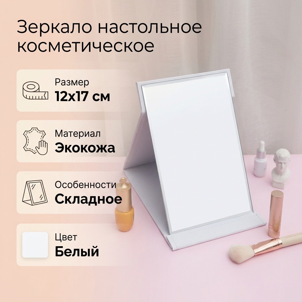 Зеркало настольное косметическое 12х17 см